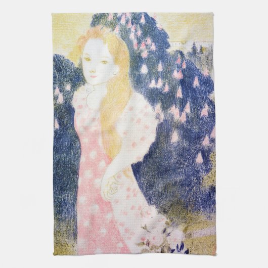 Lady in rosa Kleid, Maurice Denis Geschirrtuch (Vertikal)