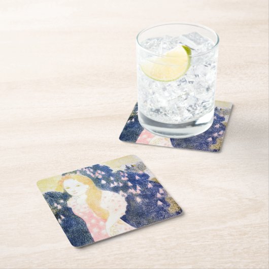 Lady in rosa Kleid, Maurice Denis Rechteckiger Pappuntersetzer (Vor Ort)