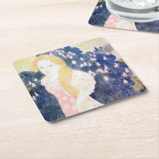 Lady in rosa Kleid, Maurice Denis Rechteckiger Pappuntersetzer (angewinkelt)