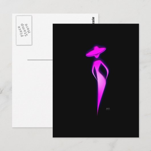 Lady in Rosa Postkarte (Vorne/Hinten)