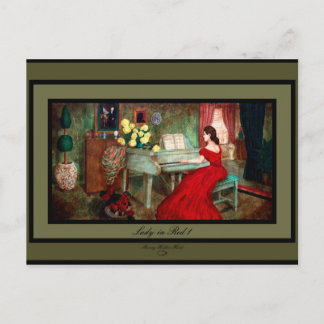 Lady in Rot 1 Postkarte