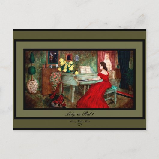 Lady in Rot 1 Postkarte (Vorderseite)