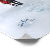 Lady in Rot romantisches Paar verschneiten London Poster (Ecke)