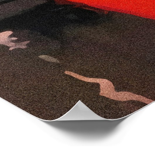 Lady in rotem Kleid Vintage Pulldecke Kunst Poster (Ecke)