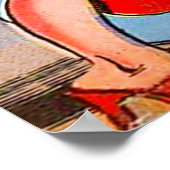 Lady in rotem Retro-Vintag Poster (Ecke)