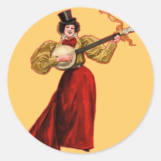 Lady in roter Aufschrift Runder Aufkleber (Vorderseite)