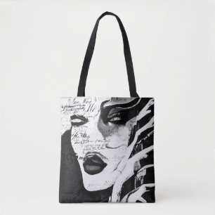 Lady in Schwarz-Weiß Tasche