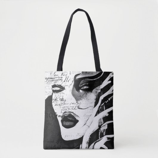 Lady in Schwarz-Weiß Tasche (Vorderseite)