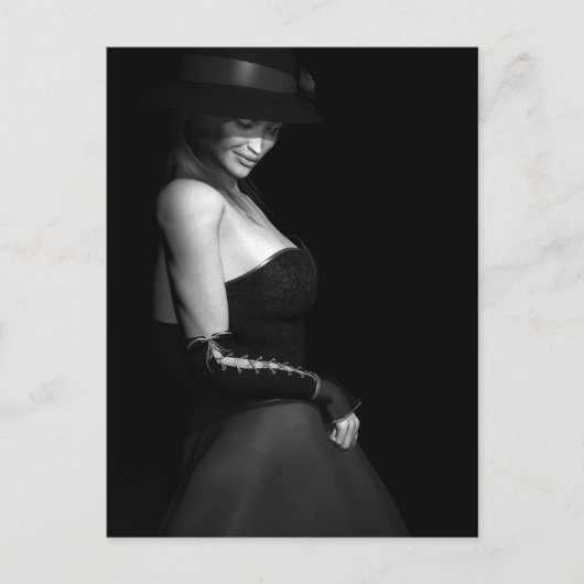 Lady in schwarzer Postkarte (Vorderseite)