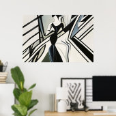 Lady in Silhouette Art Deco Poster (Heimbüro)