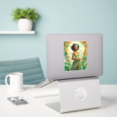Lady in surreal World African American Art Aufkleber (Laptop auf Schreibtisch)