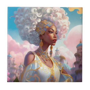 Lady in surreal World African American Art Fliese