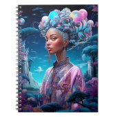 Lady in Surreal World African American Art Lila Notizblock (Vorderseite)