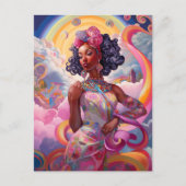 Lady in Surreal World African American Art Pink Postkarte (Vorderseite)