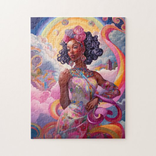 Lady in Surreal World African American Art Pink Puzzle (Vertikal)