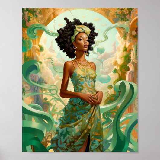 Lady in surreal World African American Art Poster (Vorne)