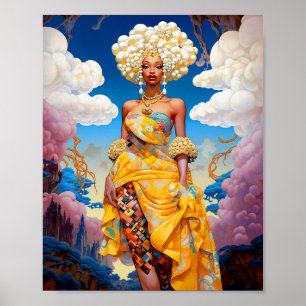 Lady in surreal World African American Art Poster