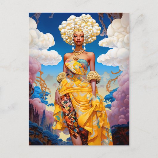 Lady in surreal World African American Art Postkarte (Vorderseite)