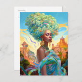 Lady in surreal World African American Art Postkarte (Vorne/Hinten)