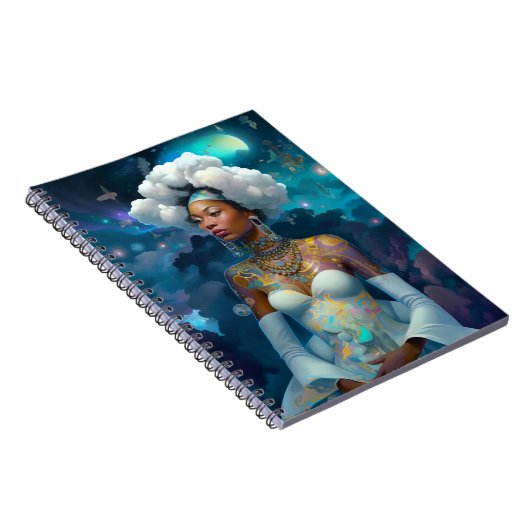 Lady in Surreal World Cosmic American Art Notizblock (Rechte Seite)