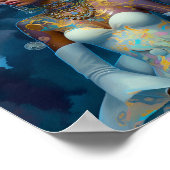 Lady in Surreal World Cosmic American Art Poster (Ecke)