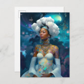 Lady in Surreal World Cosmic American Art Postkarte (Vorne/Hinten)