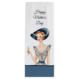 Lady in Vintagem Kleid und Blue Hat Geschenktasche Geschenktüte Für Weinflaschen