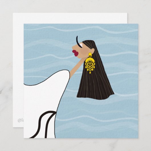 Lady in White Dancing by Sea in Griechenland Einladung (Vorne/Hinten)