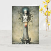 Lady in White mit Red Candle Gothday Karte (Gelbe Blume)
