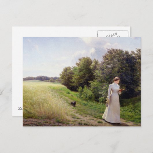 Lady in White Reading Postkarte (Vorne/Hinten)