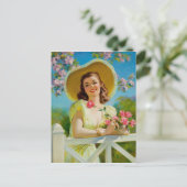 Lady In Yellow Postkarte (Stehend Vorderseite)