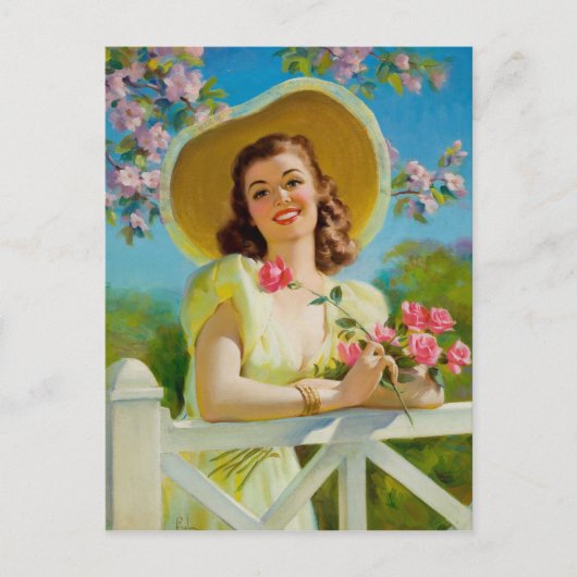 Lady In Yellow Postkarte (Vorderseite)