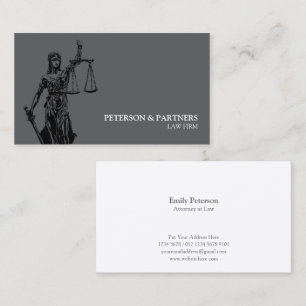 Lady Justice Illustration auf grauem Hintergrund Visitenkarte