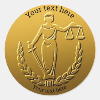 Lady Justice Law Customizable Coin Design #gold10 Runder Aufkleber