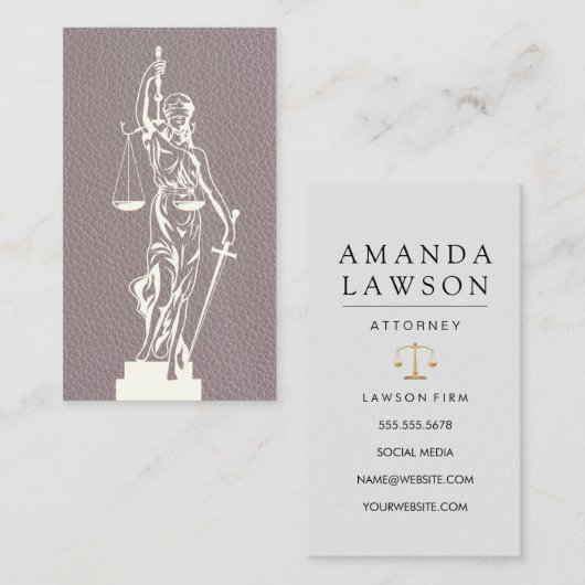 Lady Justice Law | Ledertextur Terminkarte (Vorne/Hinten)