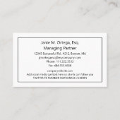 Lady Justice on Black 2020 Visitenkarte (Rückseite)