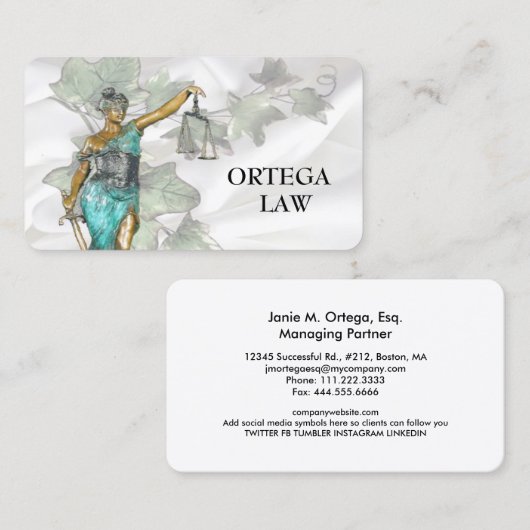 Lady Justice Template Visitenkarte (Vorne/Hinten)