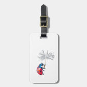 Lady-Käfer auf einem Löwenzahn Gepäckanhänger (Vorderseite vertikal)