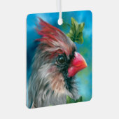 Lady Kardinal Bird mit ivy Blätter Ornament Aus Metall (Vorderseite Rechts)