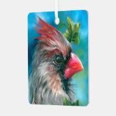Lady Kardinal Bird mit ivy Blätter Ornament Aus Metall (Vorderseite links)