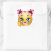 Lady Kitty Face Runder Aufkleber (Tasche)
