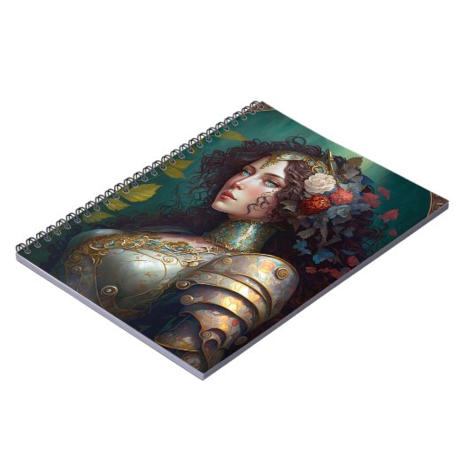 Lady Knight Warrior Armor Fantasy Art Notizblock (Linke Seite)