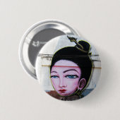 Lady Lao Graffiti Street Art Button (Vorne & Hinten)