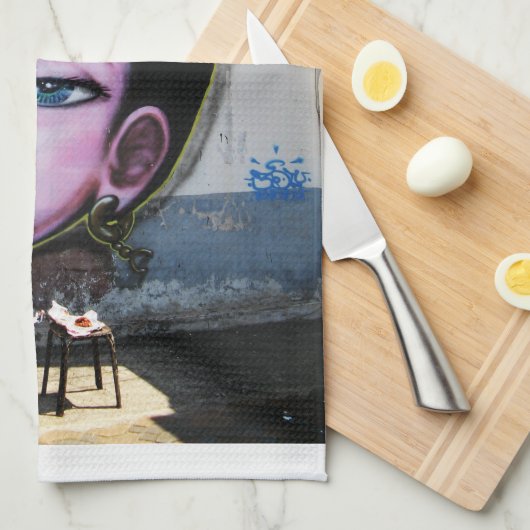 Lady Lao Graffiti Street Art Geschirrtuch (Viertel Falte)