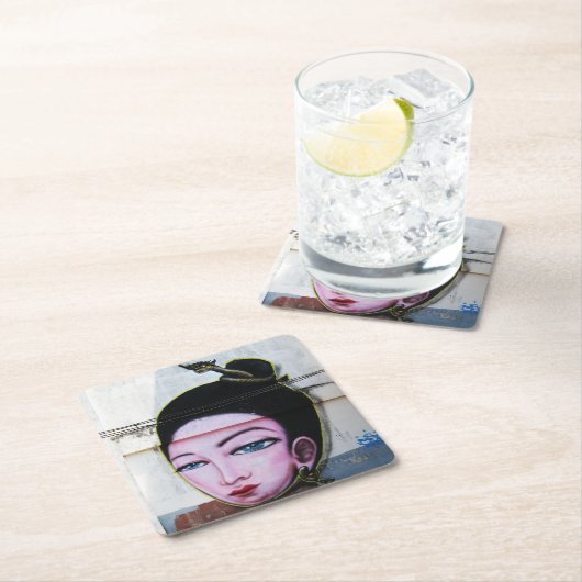 Lady Lao Graffiti Street Art Rechteckiger Pappuntersetzer (Vor Ort)