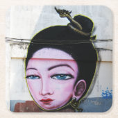 Lady Lao Graffiti Street Art Rechteckiger Pappuntersetzer (Vorderseite)