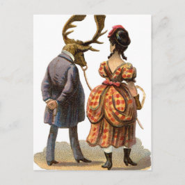 Lady Leading Her Elk-man Postkarte