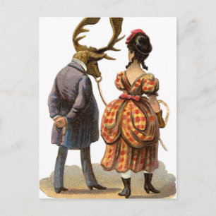 Lady Leading Her Elk-man Postkarte