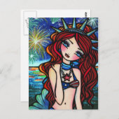 Lady Liberty 4. Juli Meerjungfrau Art Postkarte (Vorne/Hinten)