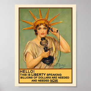 Lady Liberty am Telefon Poster
